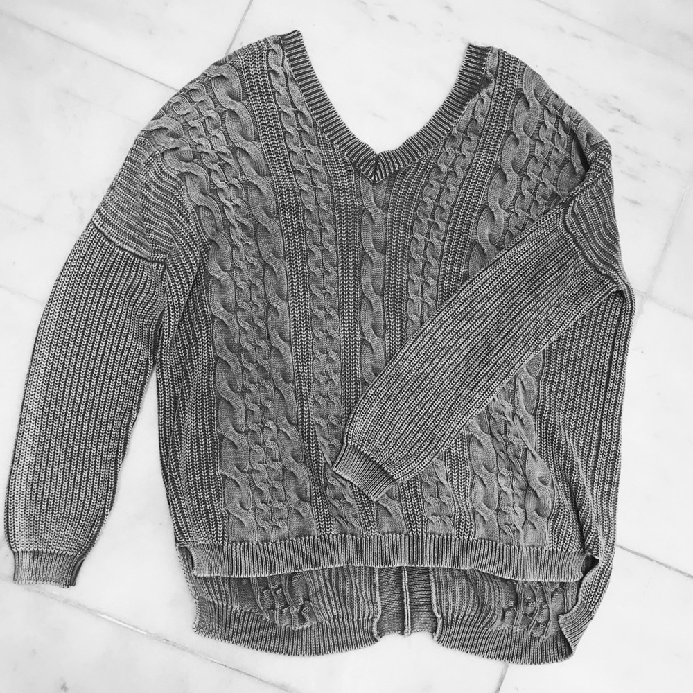Gray knit sweater